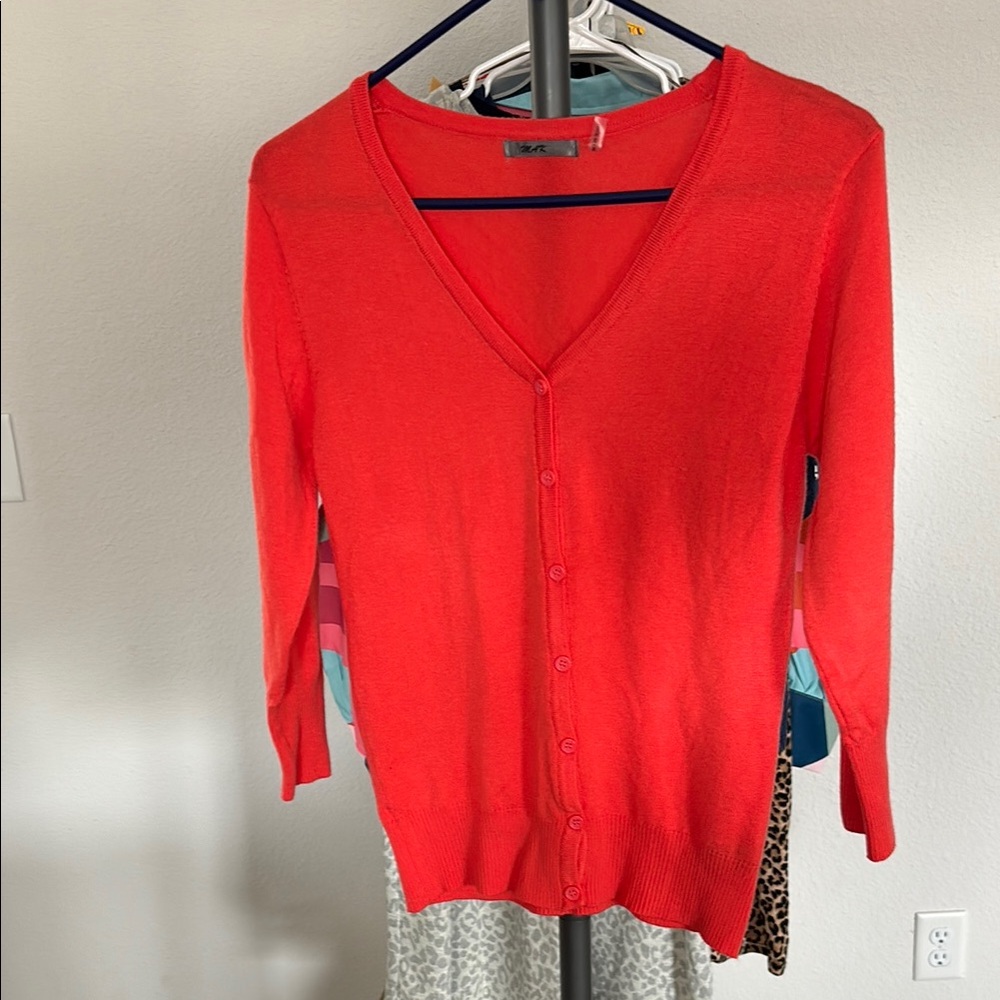 Women's V-Neck Orange Sweater